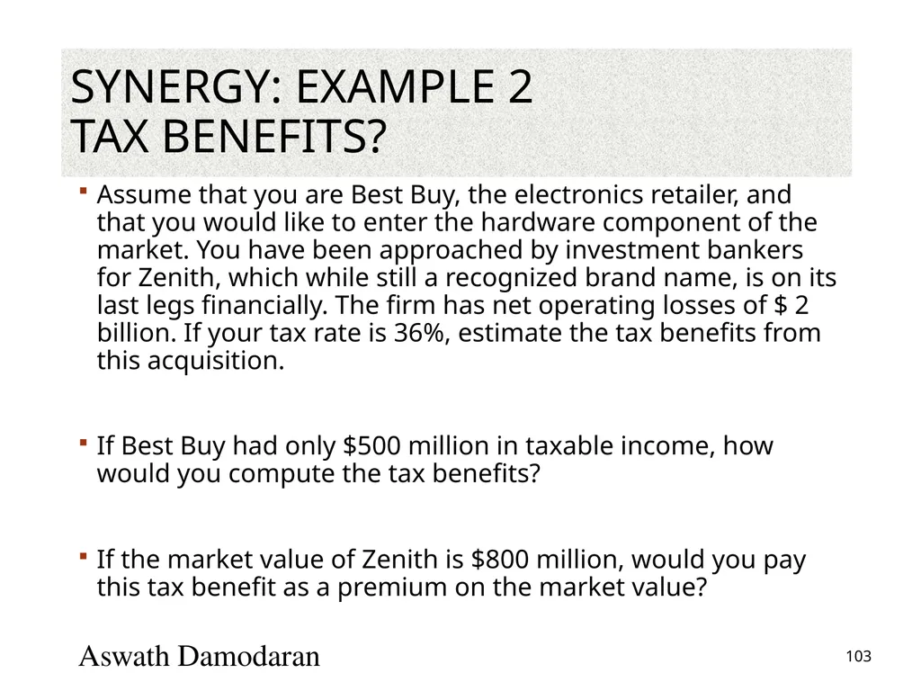 Valuation: Packet 3 Real Options, Acquisition - slide 103 of 159