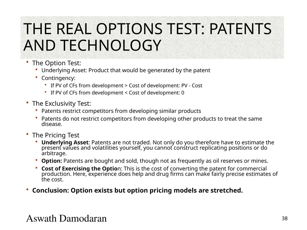 Valuation: Packet 3 Real Options, Acquisition - slide 38 of 159