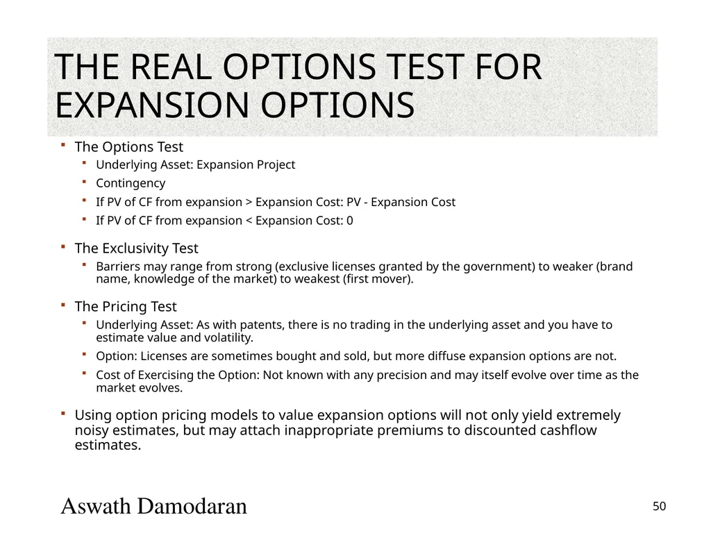 Valuation: Packet 3 Real Options, Acquisition - slide 50 of 159