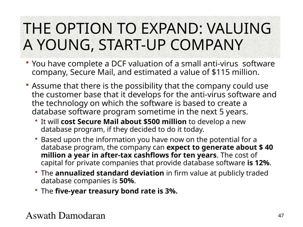 Valuation: Packet 3 Real Options, Acquisition - slide 47 of 159