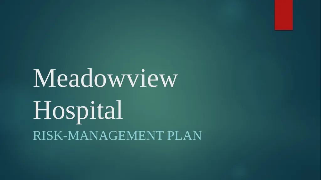 Meadowview Hospital RISK-MANAGEMENT PLAN RECENT - slide 1 of 26