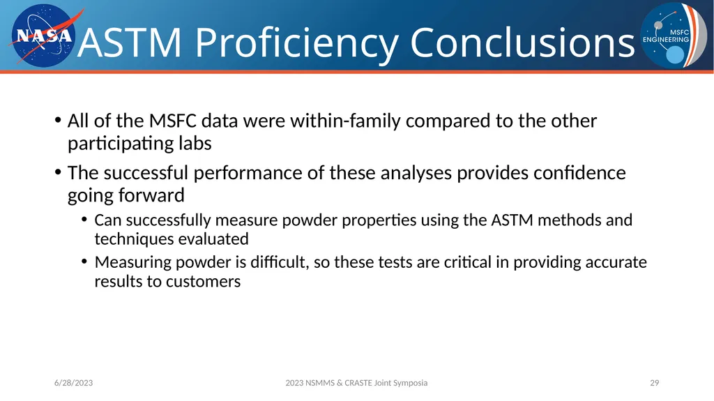 AM Powder Flowability Capabilities at NASA - slide 29 of 33