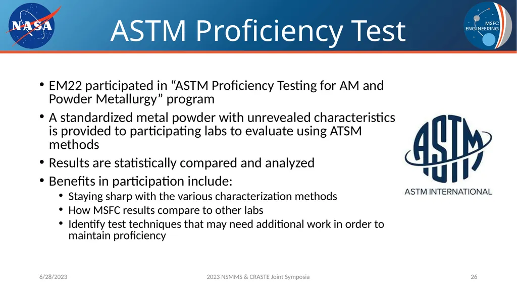 AM Powder Flowability Capabilities at NASA - slide 26 of 33