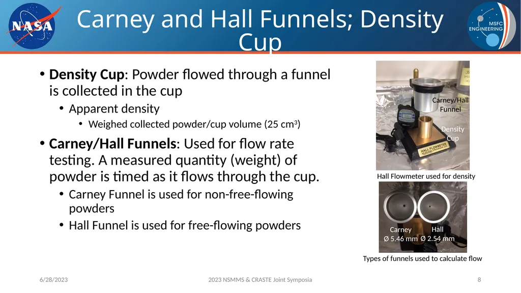 AM Powder Flowability Capabilities at NASA - slide 8 of 33