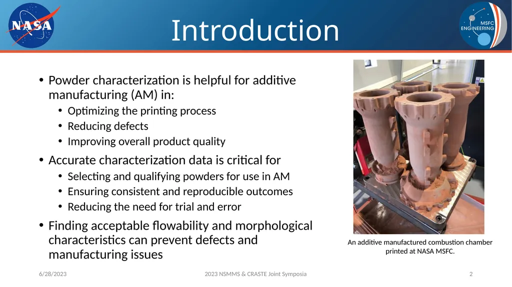 AM Powder Flowability Capabilities at NASA - slide 2 of 33