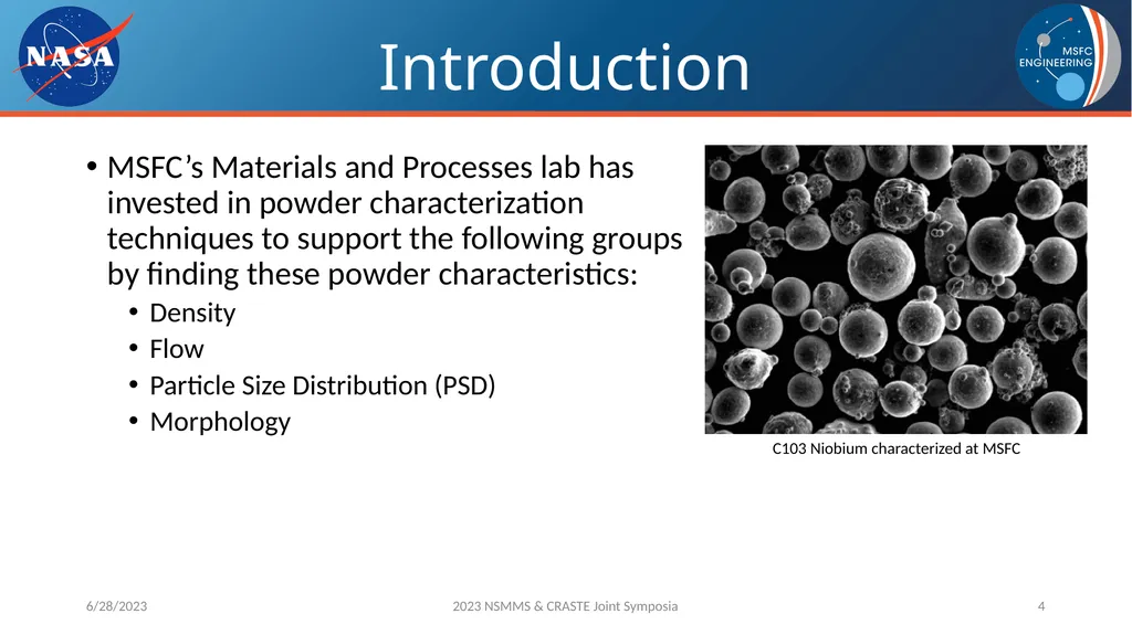 AM Powder Flowability Capabilities at NASA - slide 4 of 33