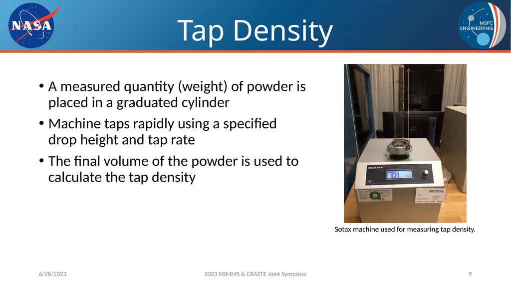 AM Powder Flowability Capabilities at NASA - slide 9 of 33