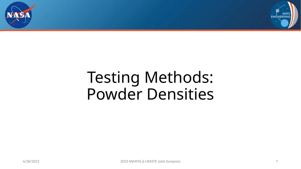 AM Powder Flowability Capabilities at NASA - slide 7 of 33