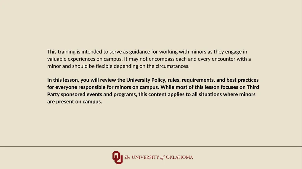 Minors on Campus Training for University Students - slide 2 of 27