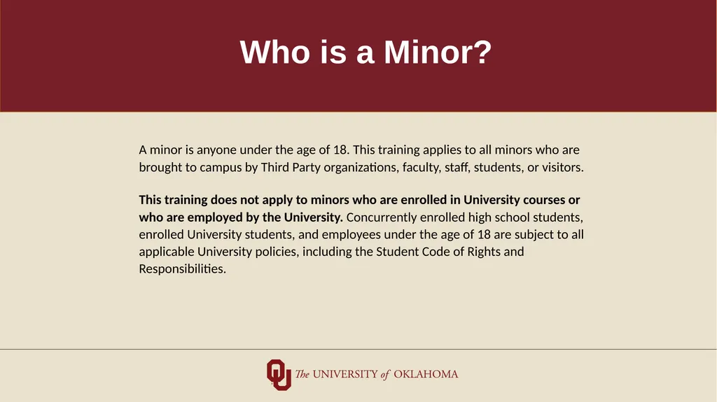 Minors on Campus Training for University Students - slide 5 of 27