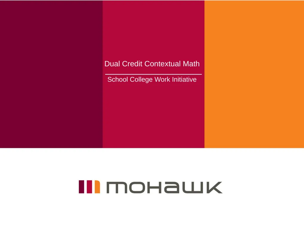 Dual Credit Contextual Math School College Work