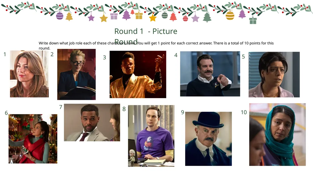 FESTIVE CAREERS QUIZ Round 1 - Picture Round Write - slide 2 of 12