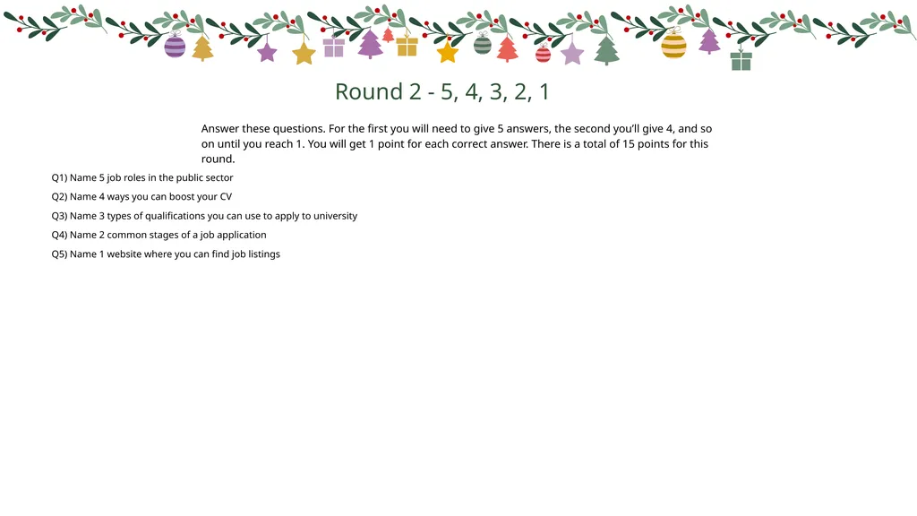 FESTIVE CAREERS QUIZ Round 1 - Picture Round Write - slide 3 of 12