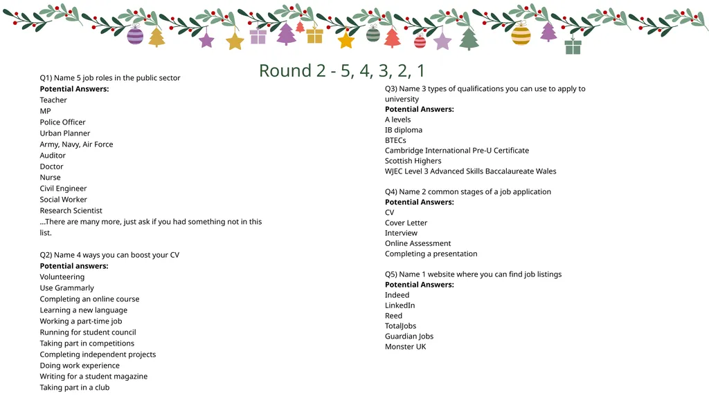 FESTIVE CAREERS QUIZ Round 1 - Picture Round Write - slide 9 of 12