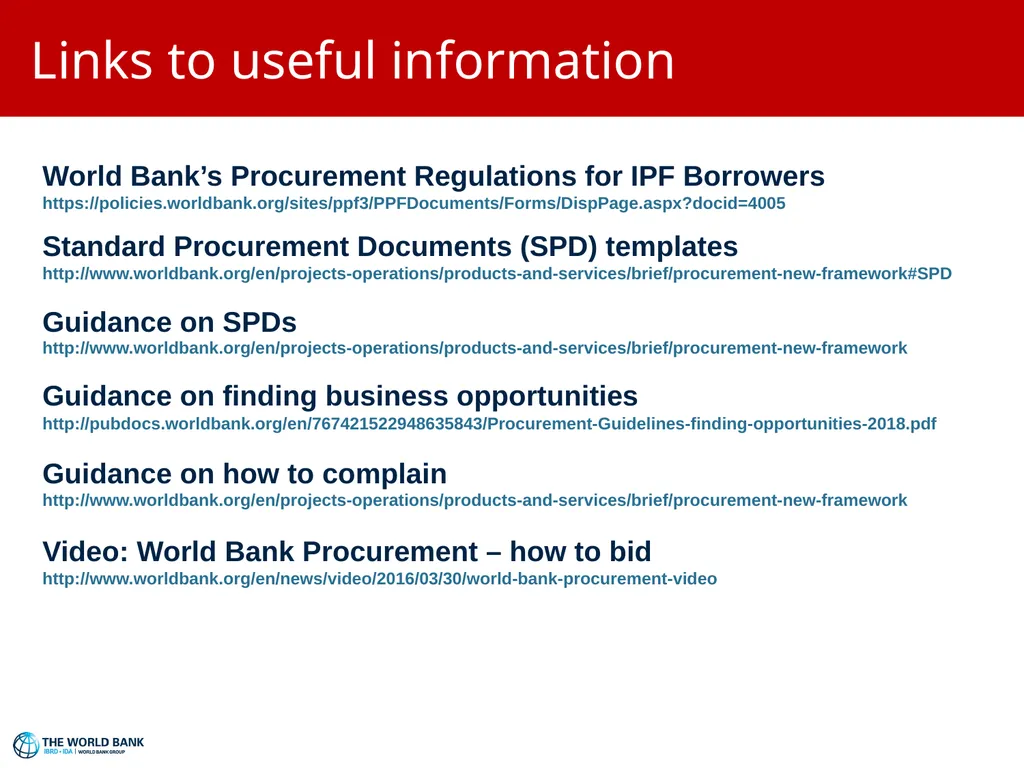 World Bank Procurement Framework & Business - slide 23 of 25
