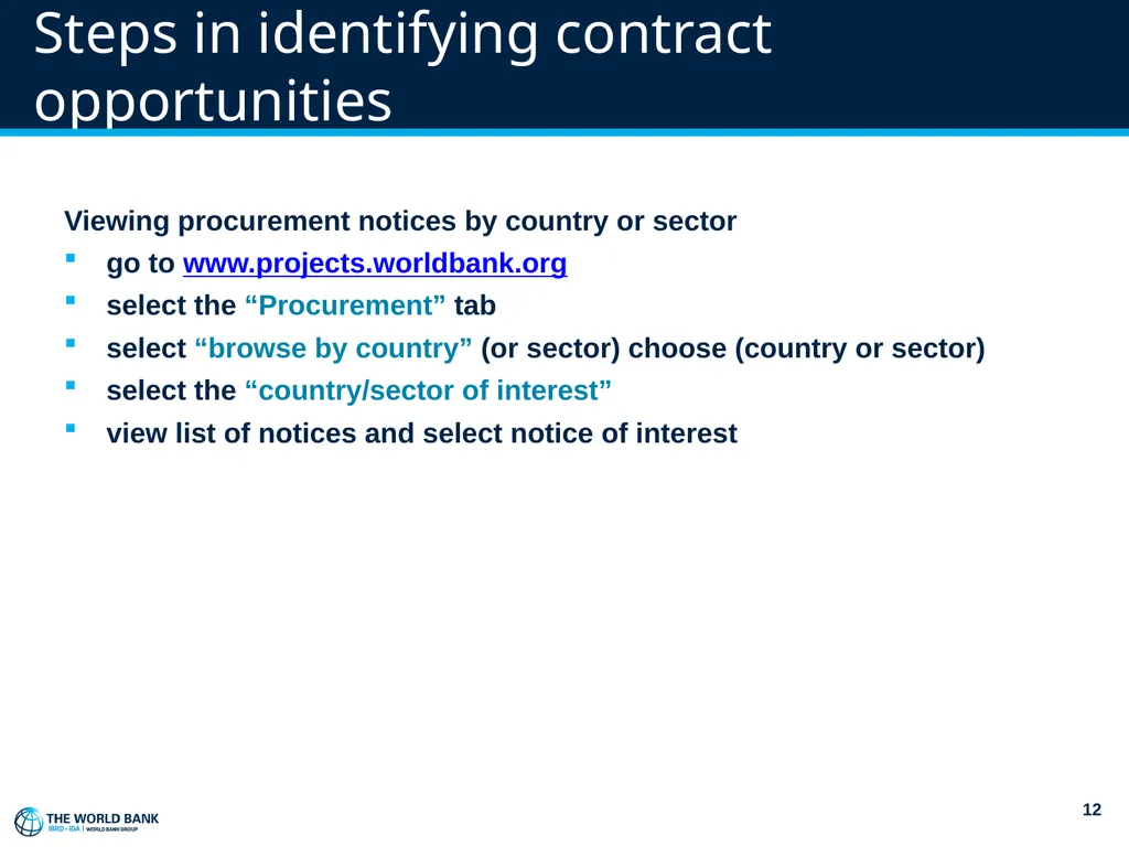 World Bank Procurement Framework & Business - slide 12 of 25