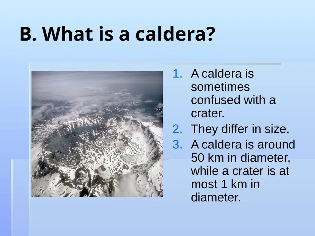 Main Idea: Volcanoes A. Structure of volcano - slide 3 of 5