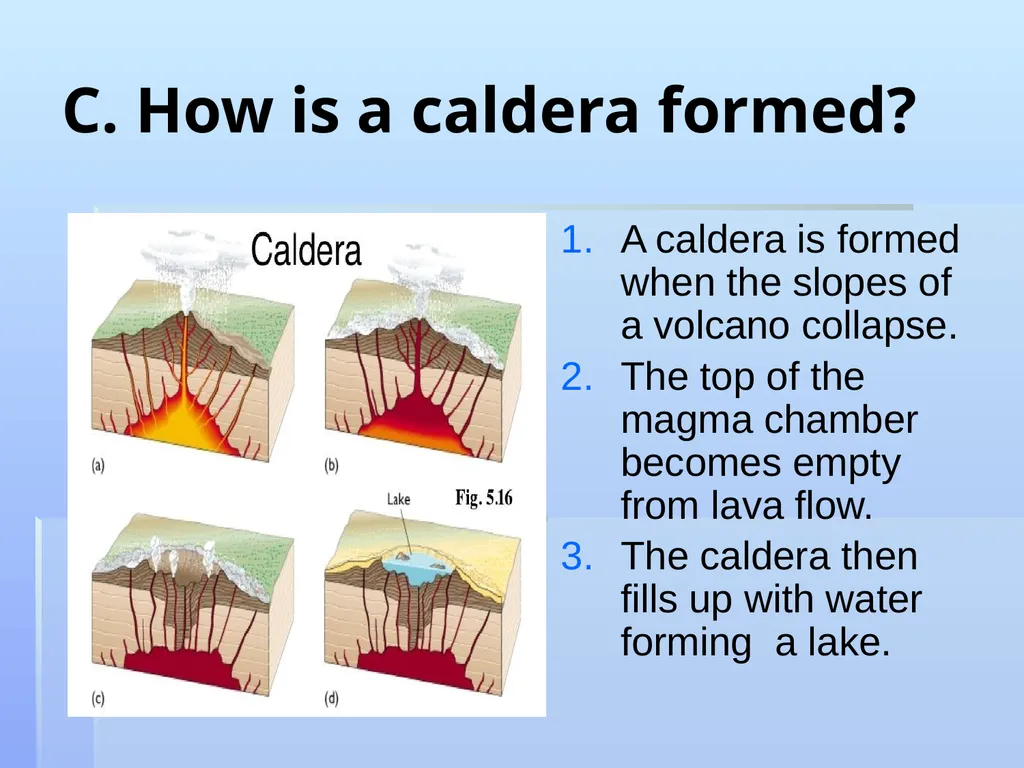 Main Idea: Volcanoes A. Structure of volcano - slide 4 of 5