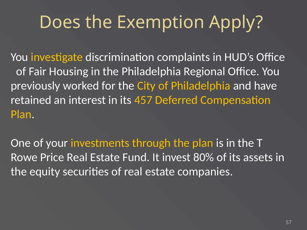 Applying Commonly Used Exemptions at 5 CFR part - slide 57 of 61