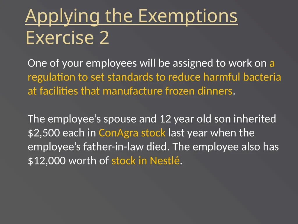 Applying Commonly Used Exemptions at 5 CFR part - slide 36 of 61
