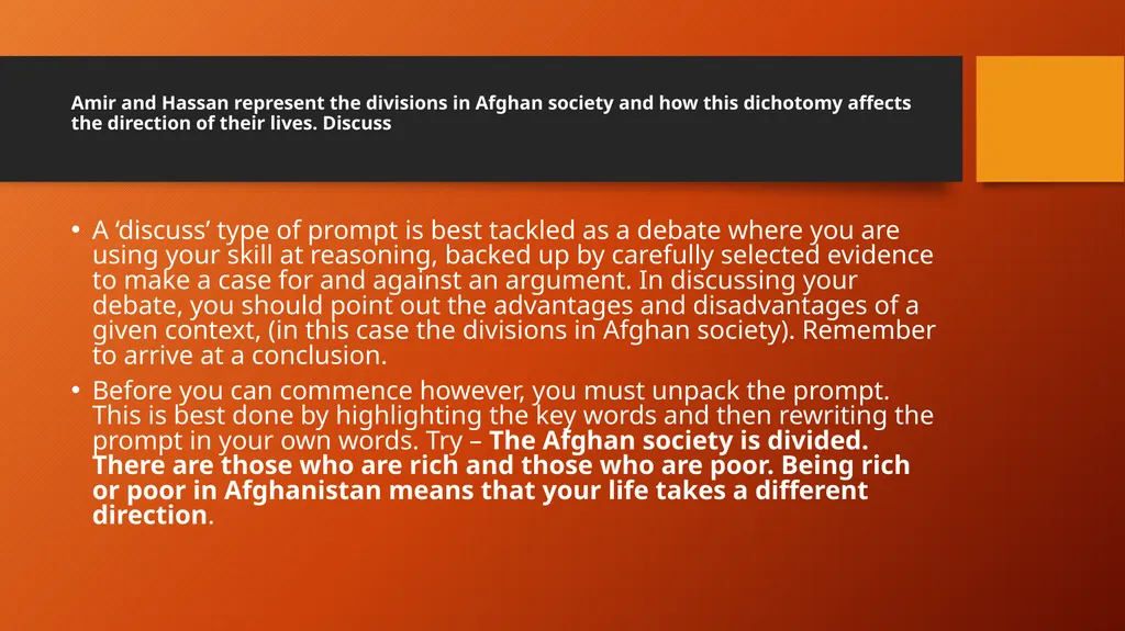 Essay Topics for The Kite Runner UNPACKED - slide 2 of 13
