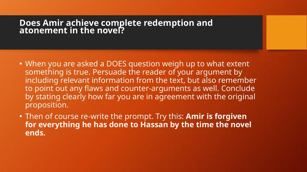 Essay Topics for The Kite Runner UNPACKED - slide 6 of 13
