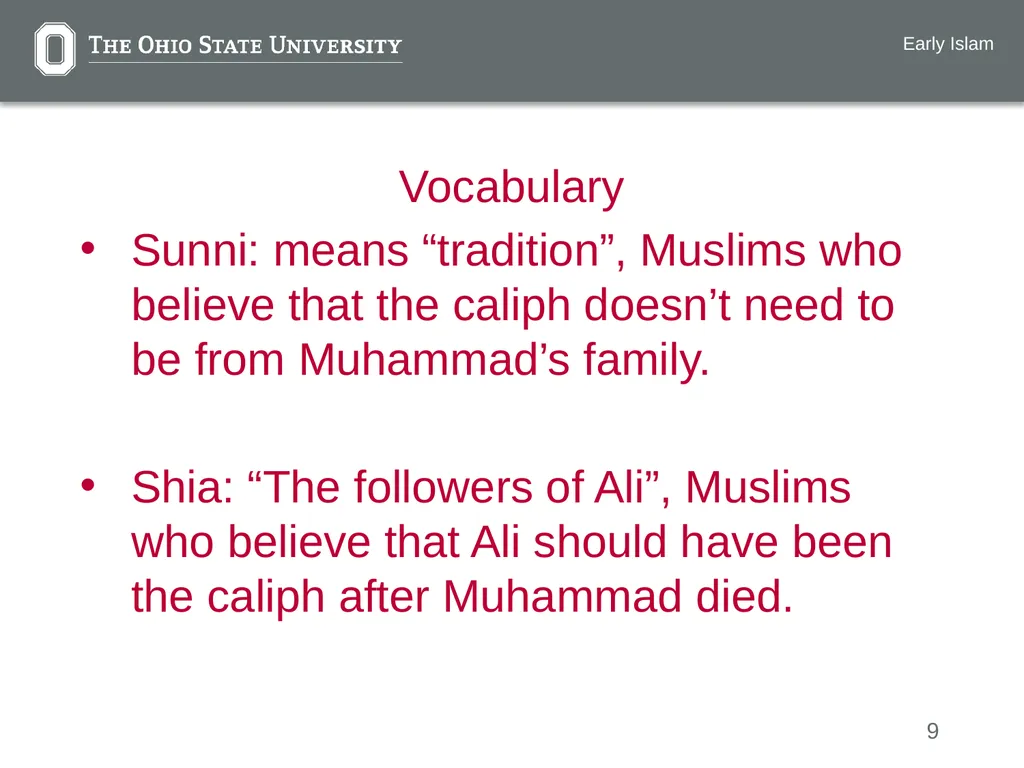 Karbala and the Sunni-Shia Split Thomas Nitz - slide 9 of 12