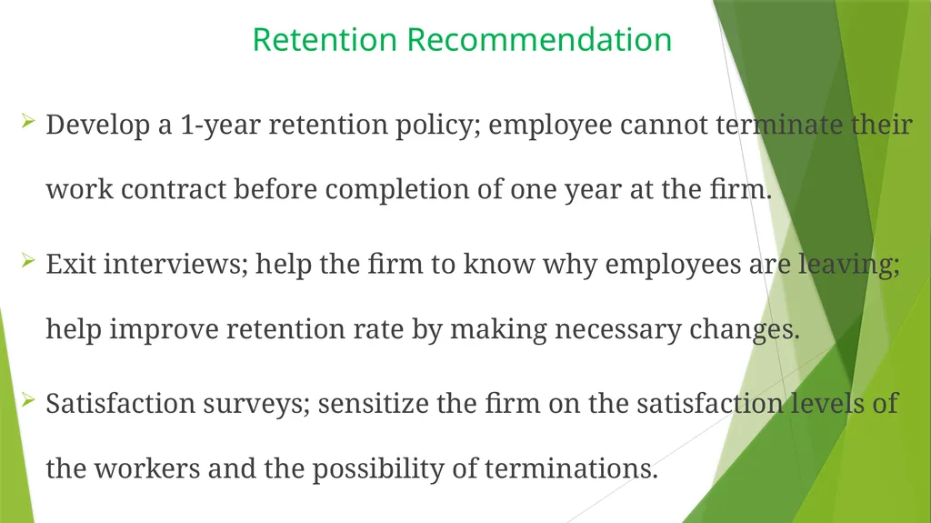 Improving Employee Retention Rate Name Institution - slide 10 of 14