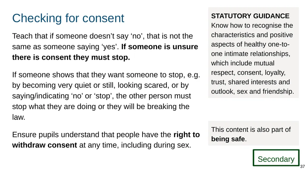 Teaching about intimate and sexual relationships, - slide 37 of 105