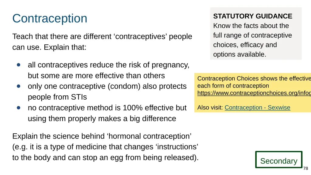 Teaching about intimate and sexual relationships, - slide 78 of 105