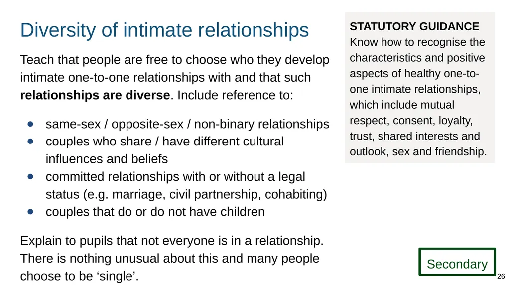 Teaching about intimate and sexual relationships, - slide 26 of 105