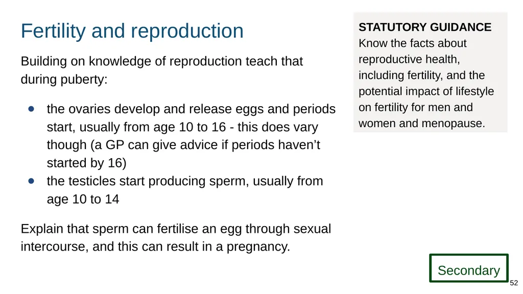 Teaching about intimate and sexual relationships, - slide 52 of 105