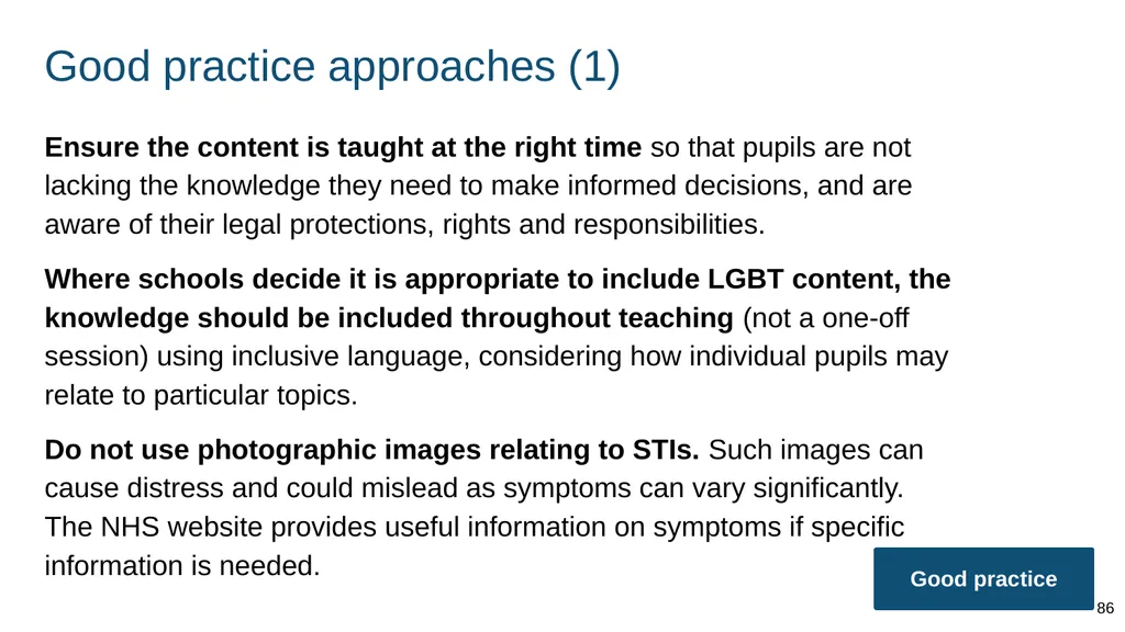Teaching about intimate and sexual relationships, - slide 86 of 105
