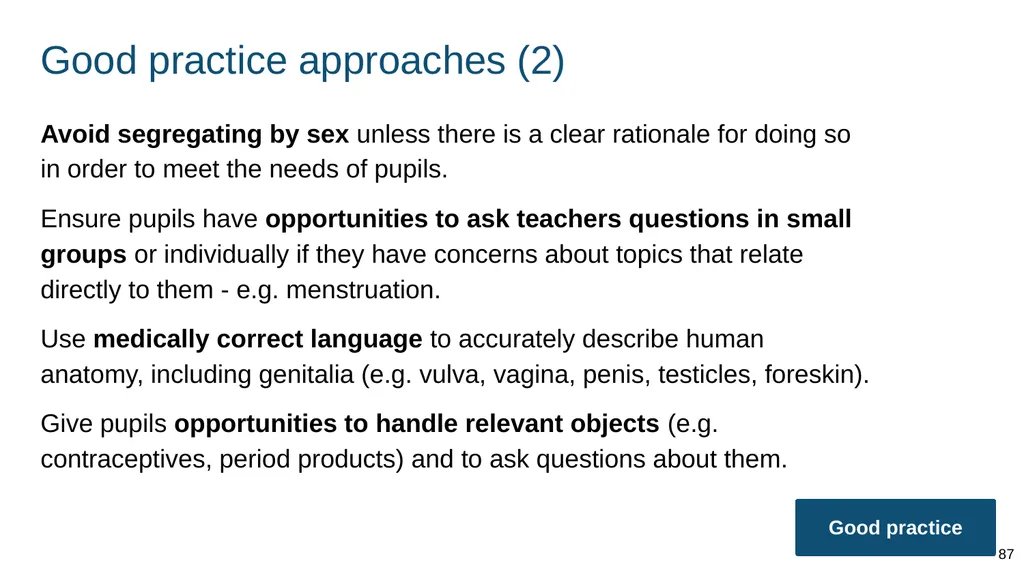 Teaching about intimate and sexual relationships, - slide 87 of 105