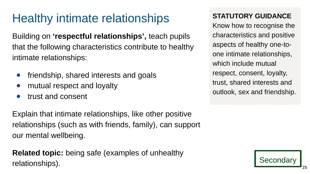 Teaching about intimate and sexual relationships, - slide 25 of 105