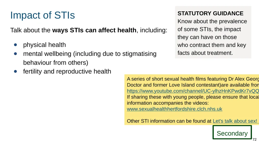 Teaching about intimate and sexual relationships, - slide 72 of 105