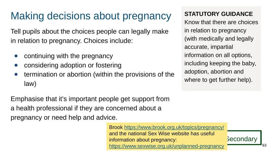 Teaching about intimate and sexual relationships, - slide 63 of 105