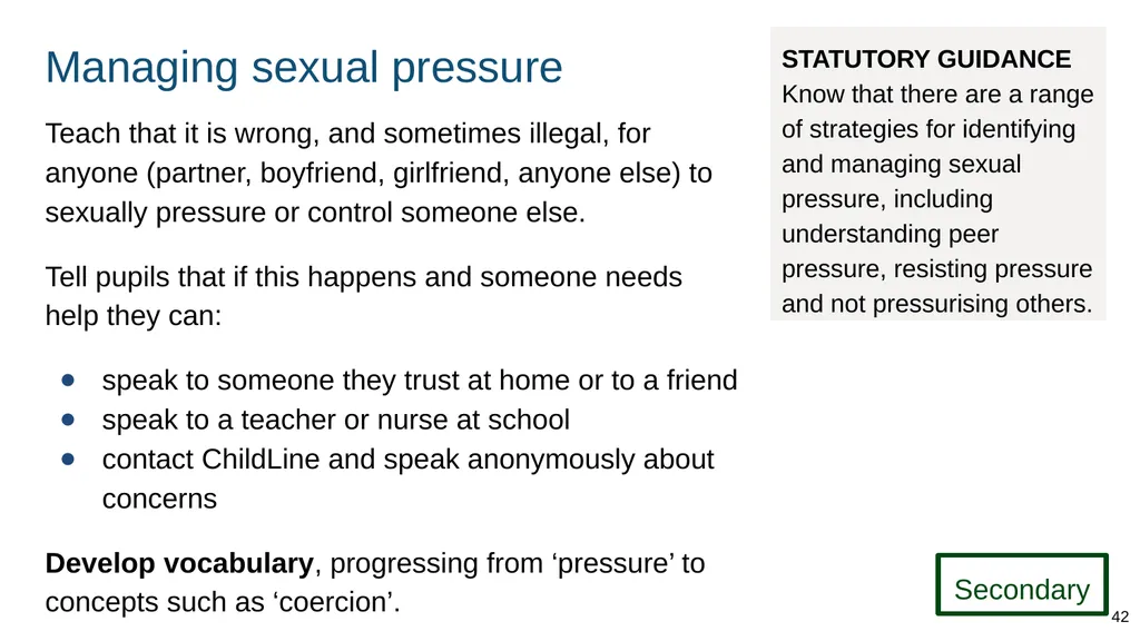 Teaching about intimate and sexual relationships, - slide 42 of 105