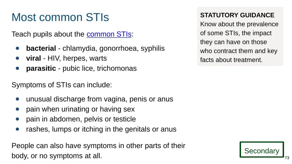 Teaching about intimate and sexual relationships, - slide 73 of 105