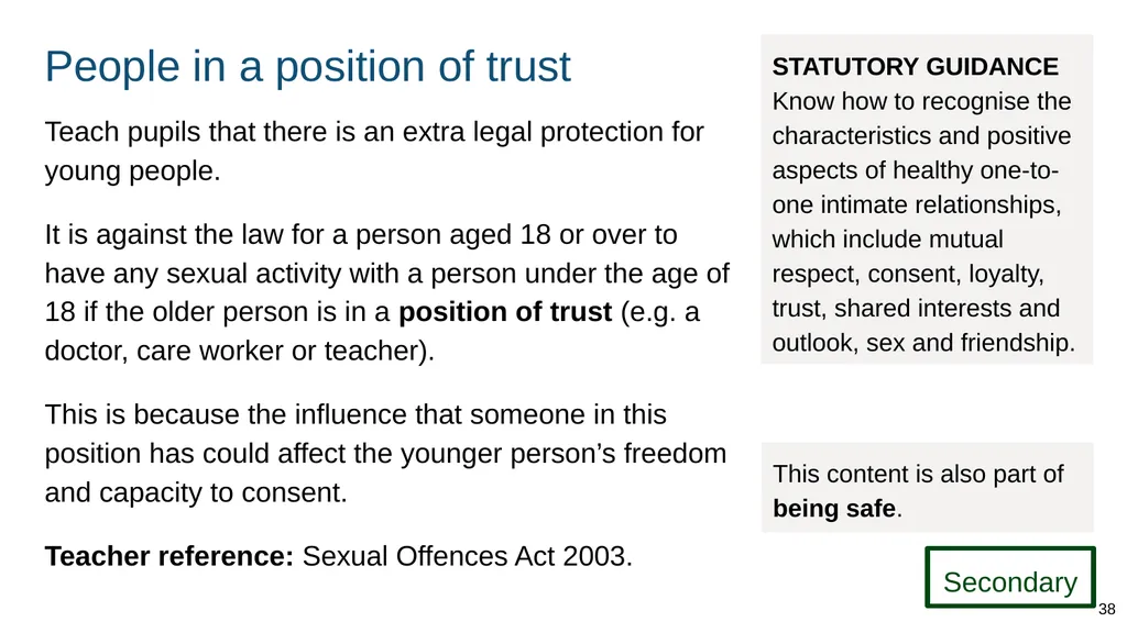 Teaching about intimate and sexual relationships, - slide 38 of 105