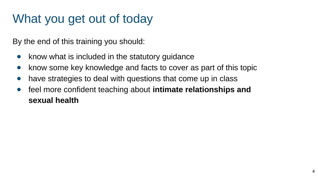 Teaching about intimate and sexual relationships, - slide 4 of 105