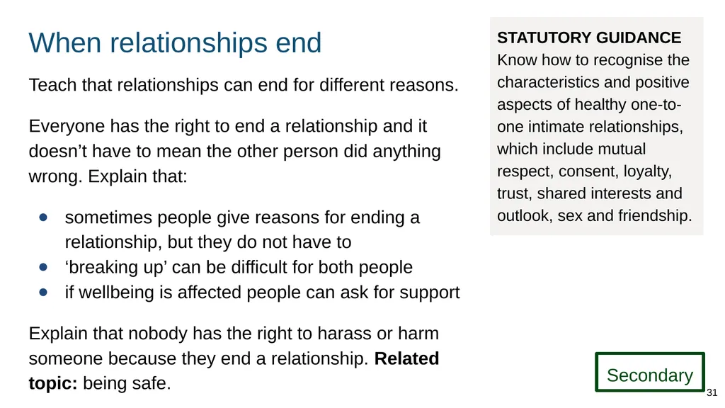 Teaching about intimate and sexual relationships, - slide 31 of 105