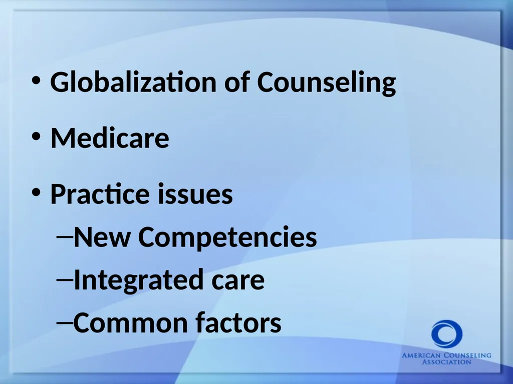 Keeping Up With the Counseling Profession: Current - slide 8 of 45