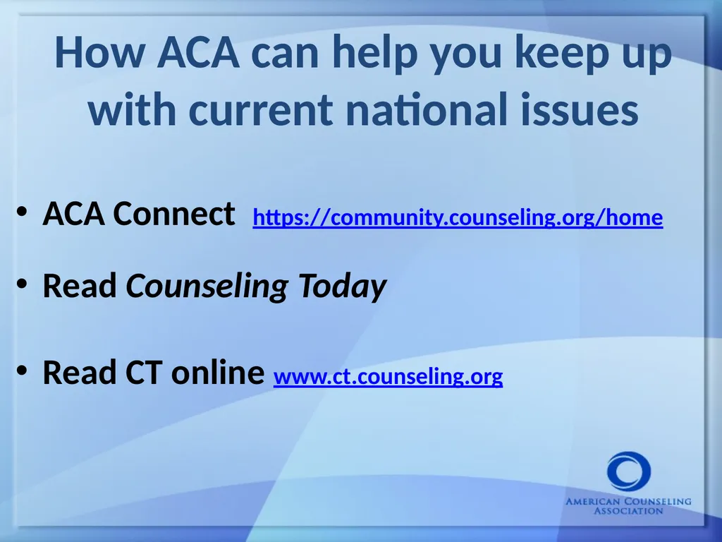 Keeping Up With the Counseling Profession: Current - slide 41 of 45
