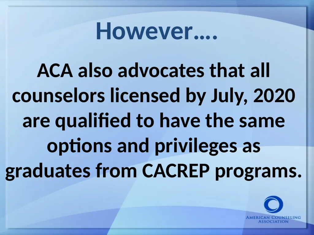 Keeping Up With the Counseling Profession: Current - slide 19 of 45