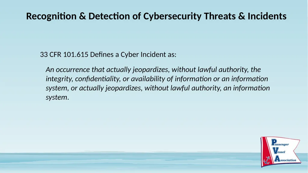 Passenger Vessel Association Cyber Security - slide 8 of 37
