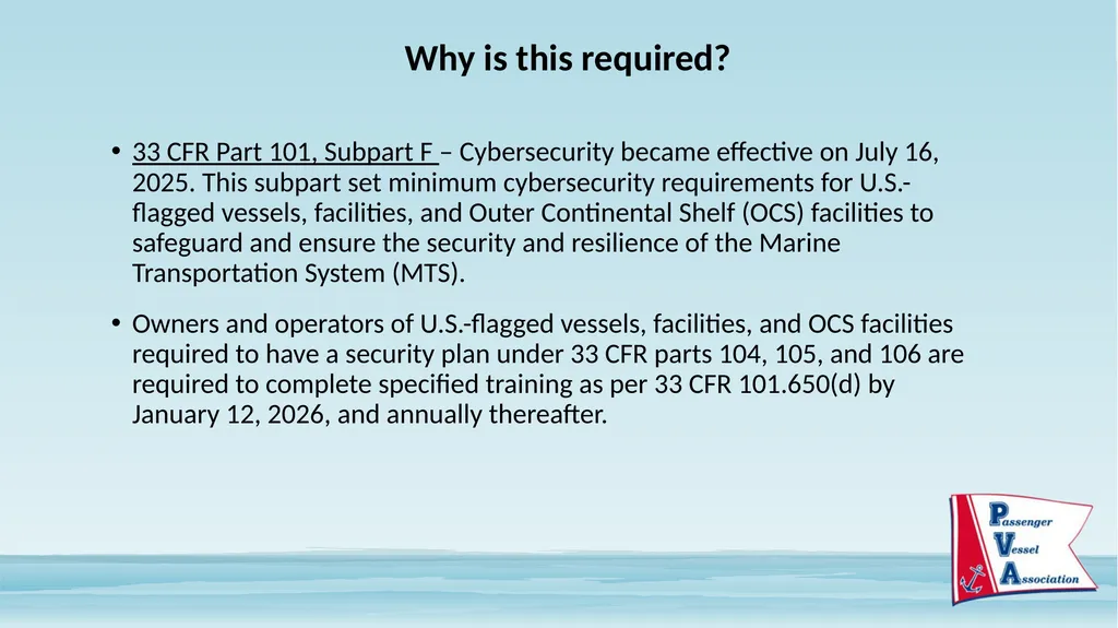 Passenger Vessel Association Cyber Security - slide 4 of 37