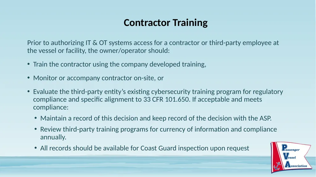 Passenger Vessel Association Cyber Security - slide 35 of 37