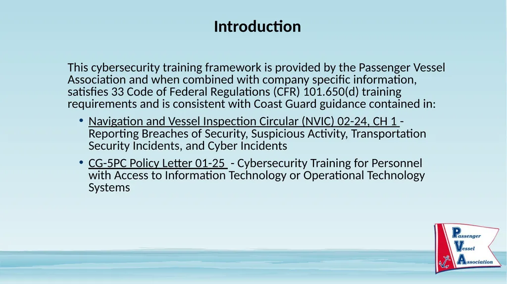 Passenger Vessel Association Cyber Security - slide 2 of 37