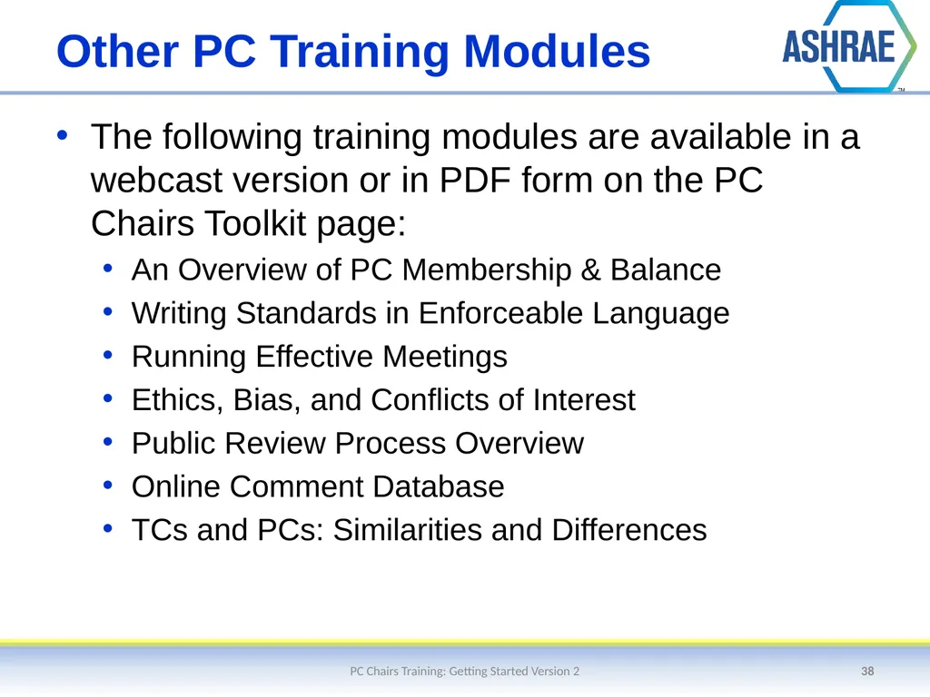 Getting Started – An Overview of the Standards - slide 38 of 44